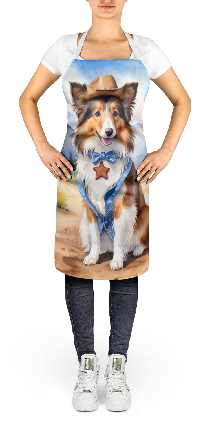 Sheltie Cowboy Welcome Apron Cooking Kitchen Server Baking Crafts Gardening for Adult Women Men, Unisex, Large, Multicolor
