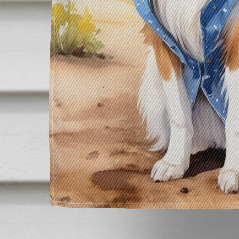 Sheltie Cowboy Welcome House Flag 28x40 Porch Sleeve Pole Decorative Outside Yard Banner Artwork Wall Hanging, Polyester