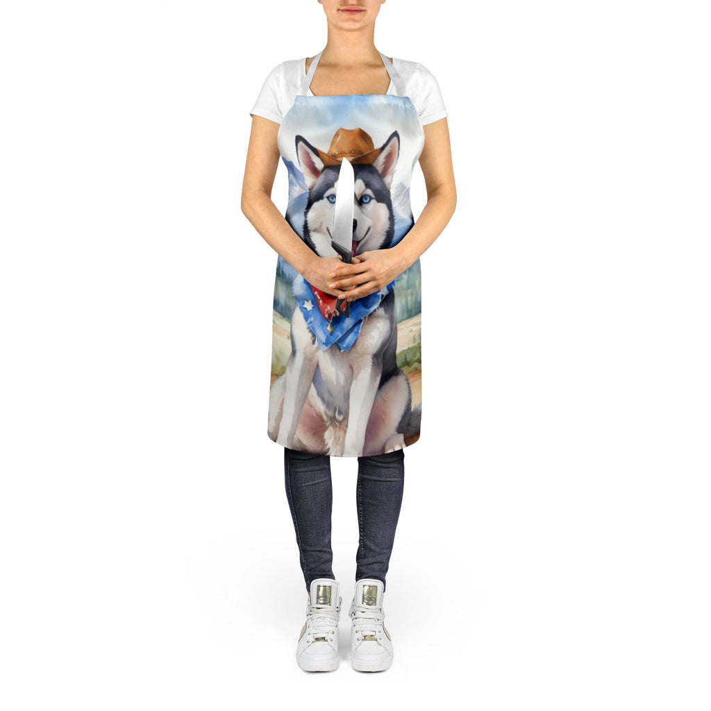 Siberian Husky Cowboy Welcome Apron Cooking Kitchen Server Baking Crafts Gardening for Adult Women Men, Unisex, Large, Multicolor