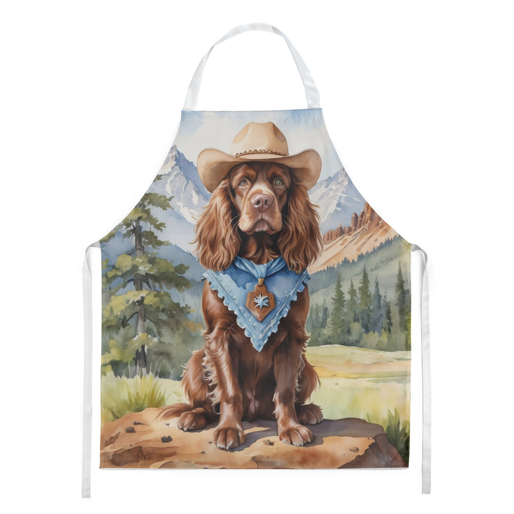 Sussex Spaniel Cowboy Welcome Apron Cooking Kitchen Server Baking Crafts Gardening for Adult Women Men, Unisex, Large, Multicolor