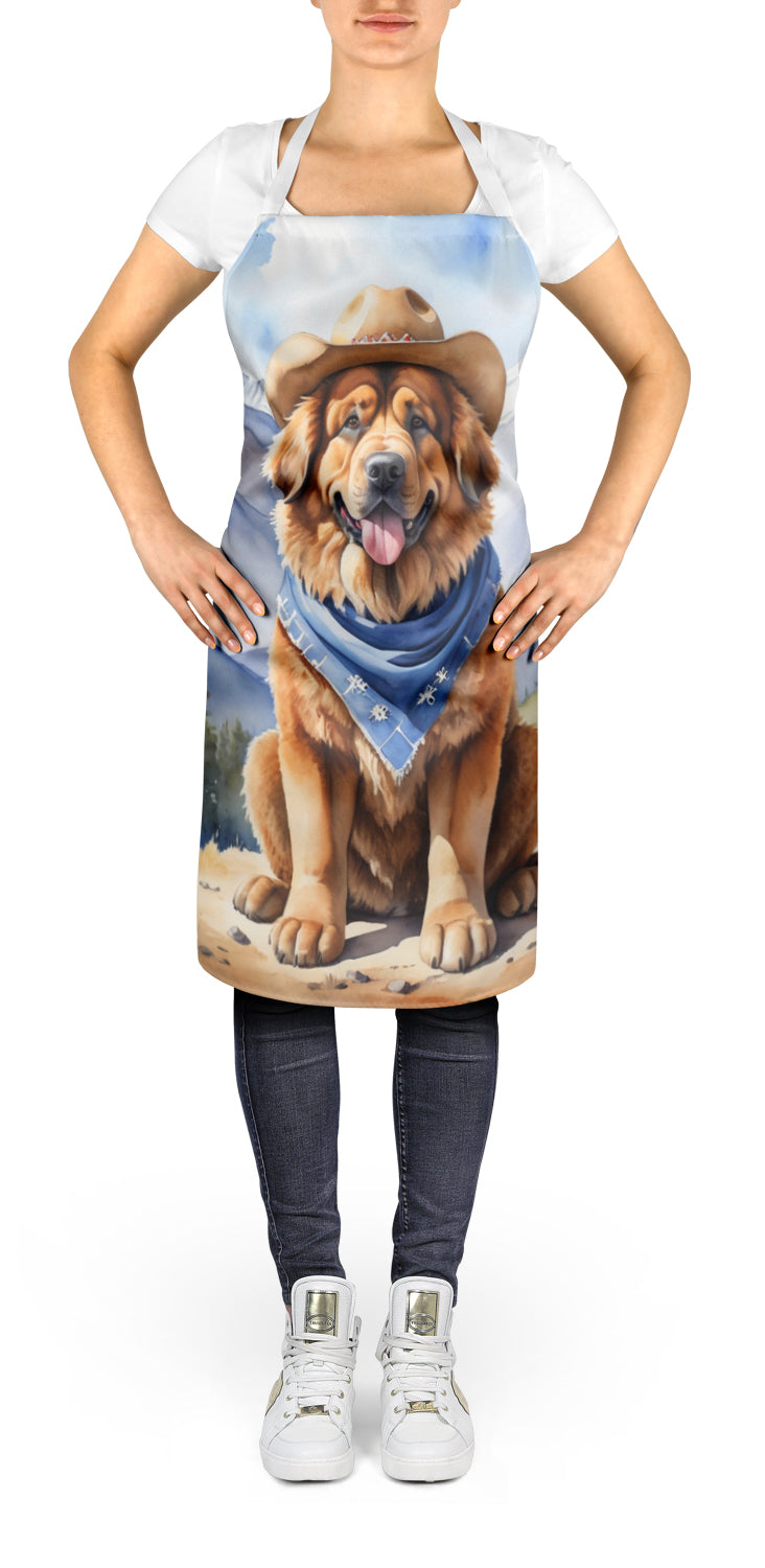 Tibetan Mastiff Cowboy Welcome Apron Cooking Kitchen Server Baking Crafts Gardening for Adult Women Men, Unisex, Large, Multicolor