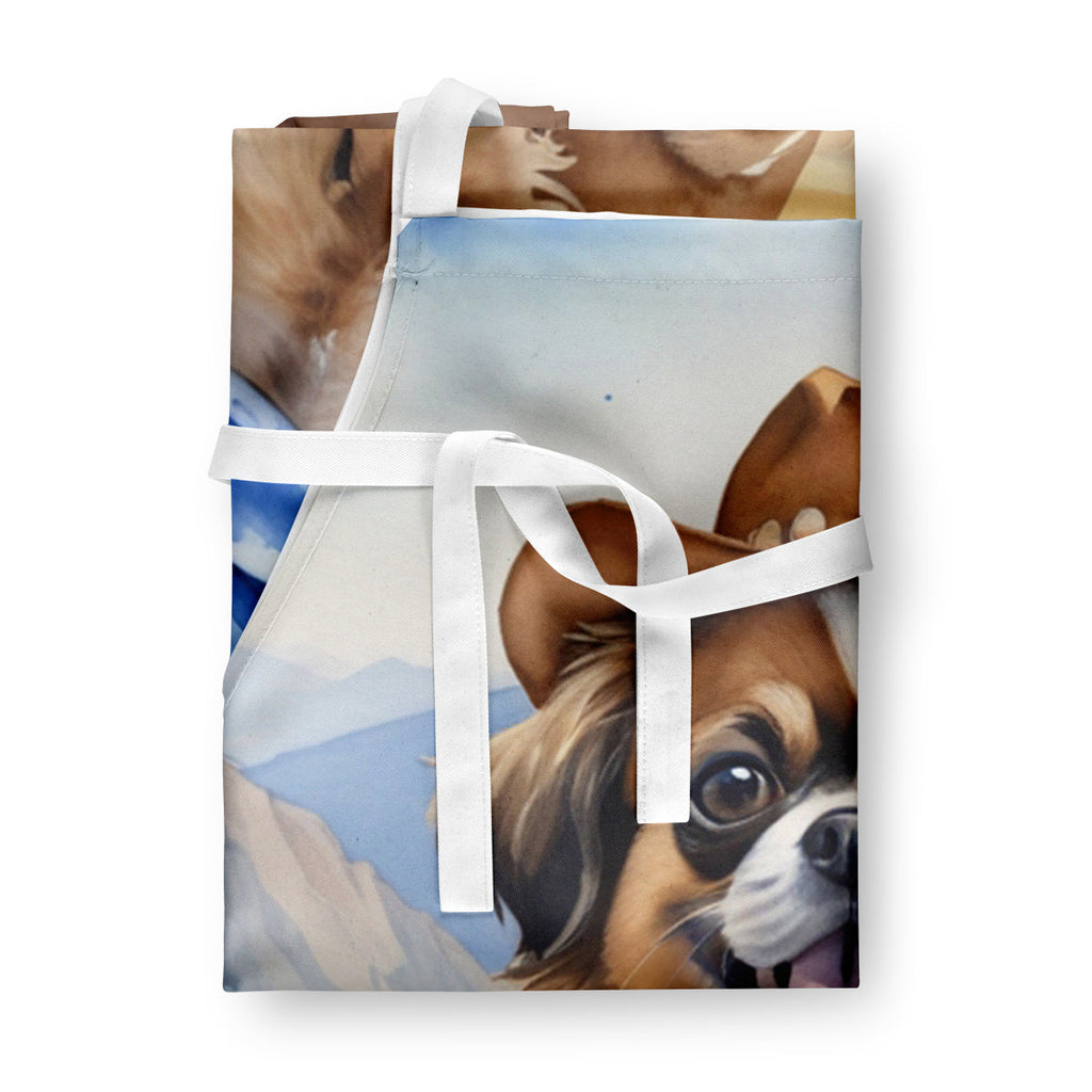 Tibetan Spaniel Cowboy Welcome Apron Cooking Kitchen Server Baking Crafts Gardening for Adult Women Men, Unisex, Large, Multicolor