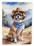 Tibetan Spaniel Cowboy Welcome House Flag 28x40 Porch Sleeve Pole Decorative Outside Yard Banner Artwork Wall Hanging, Polyester