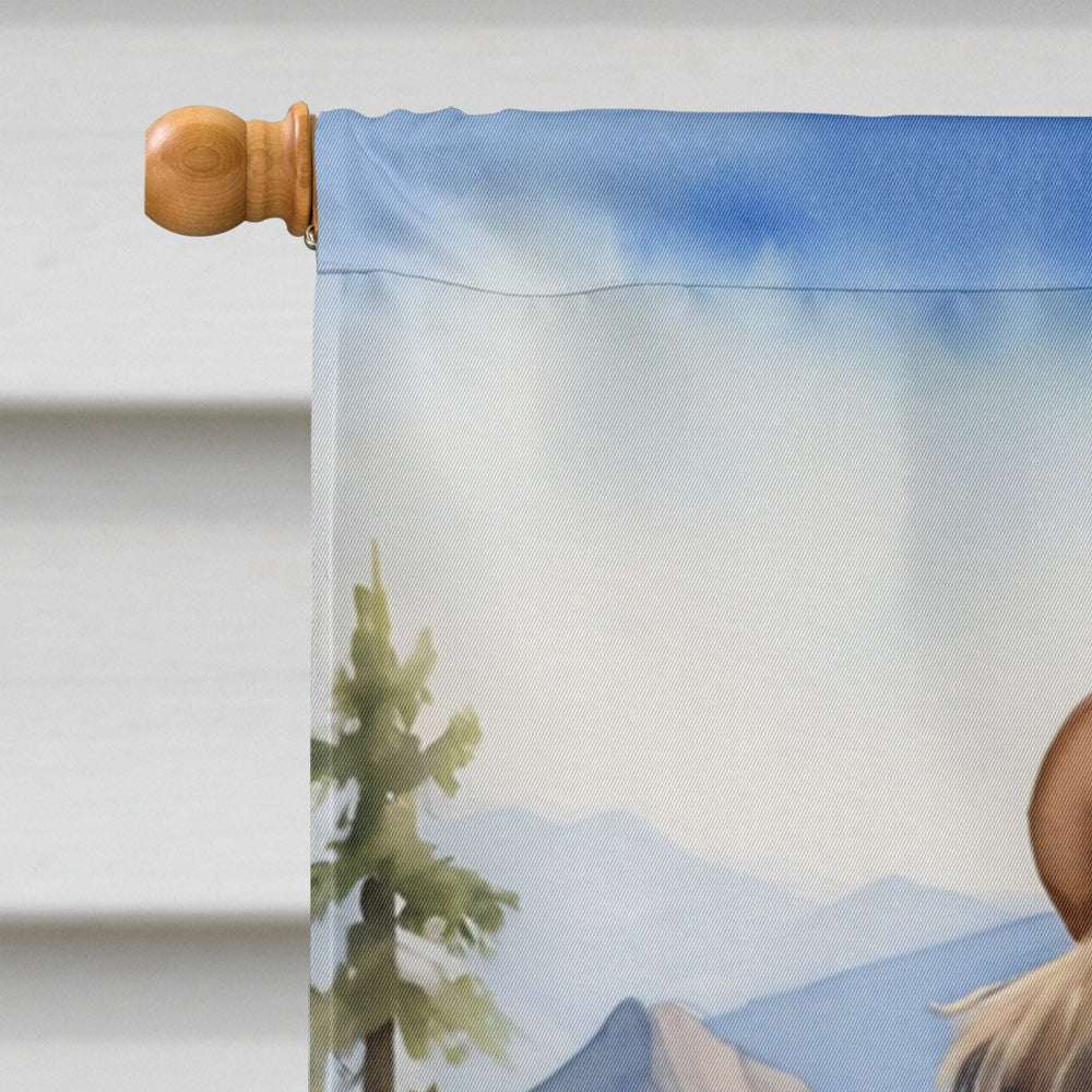 Tibetan Spaniel Cowboy Welcome House Flag 28x40 Porch Sleeve Pole Decorative Outside Yard Banner Artwork Wall Hanging, Polyester