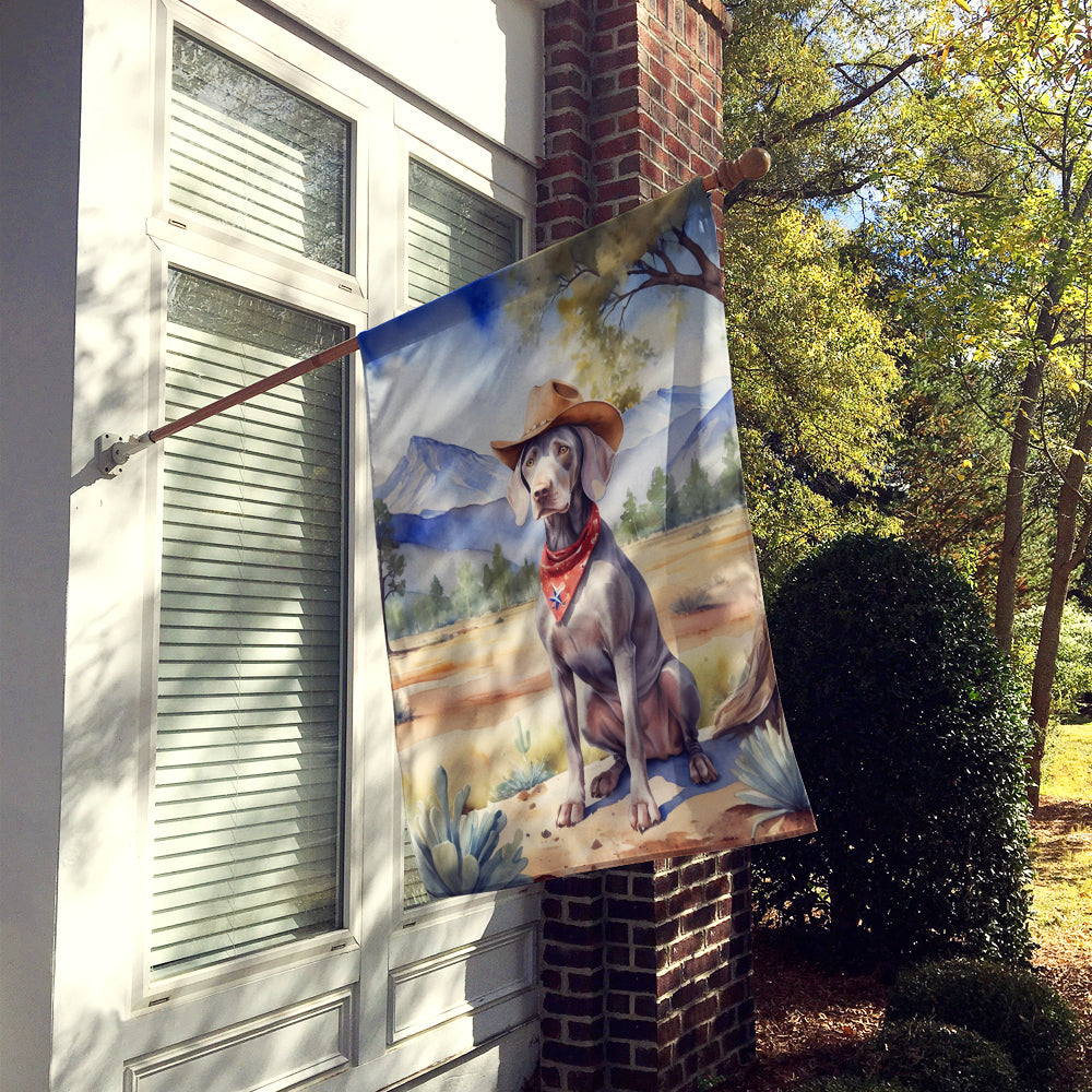 Weimaraner Cowboy Welcome House Flag 28x40 Porch Sleeve Pole Decorative Outside Yard Banner Artwork Wall Hanging, Polyester