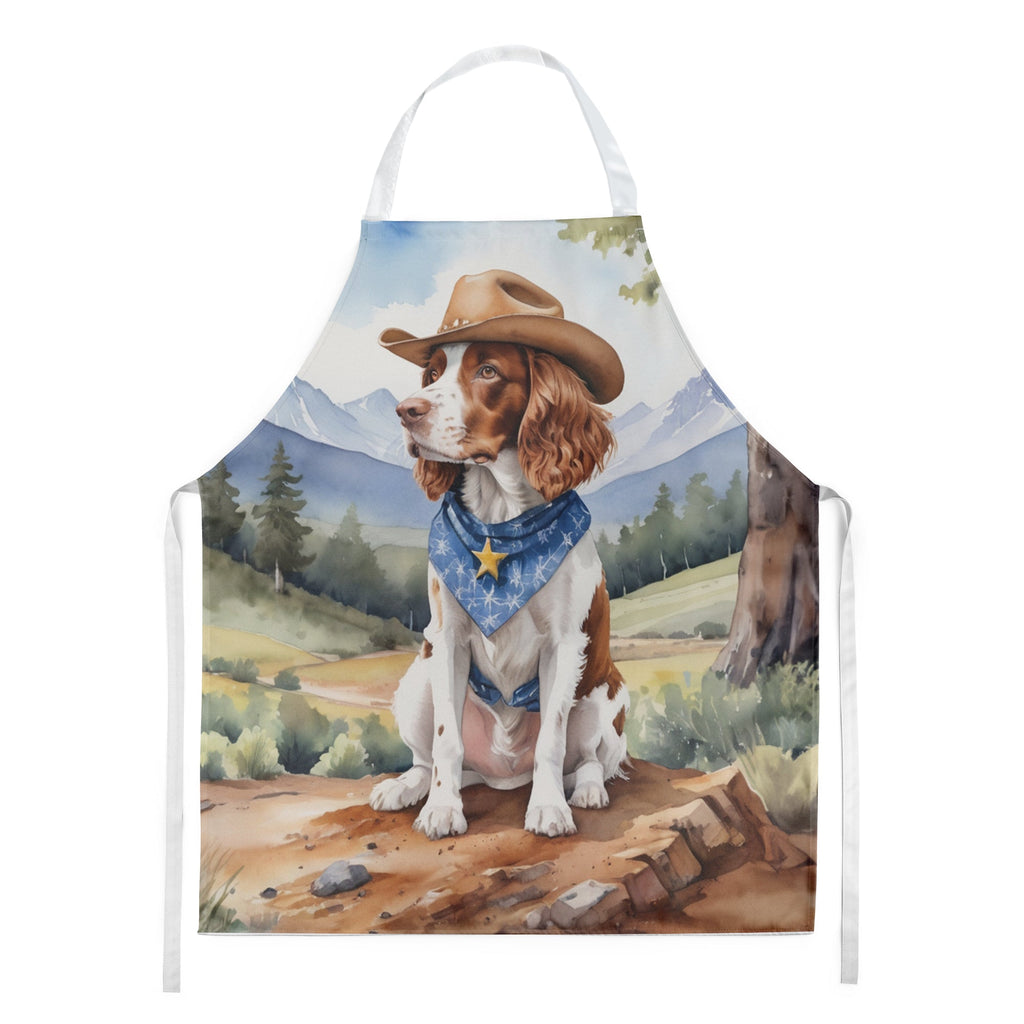 Welsh Springer Spaniel Cowboy Welcome Apron Cooking Kitchen Server Baking Crafts Gardening for Adult Women Men, Unisex, Large, Multicolor
