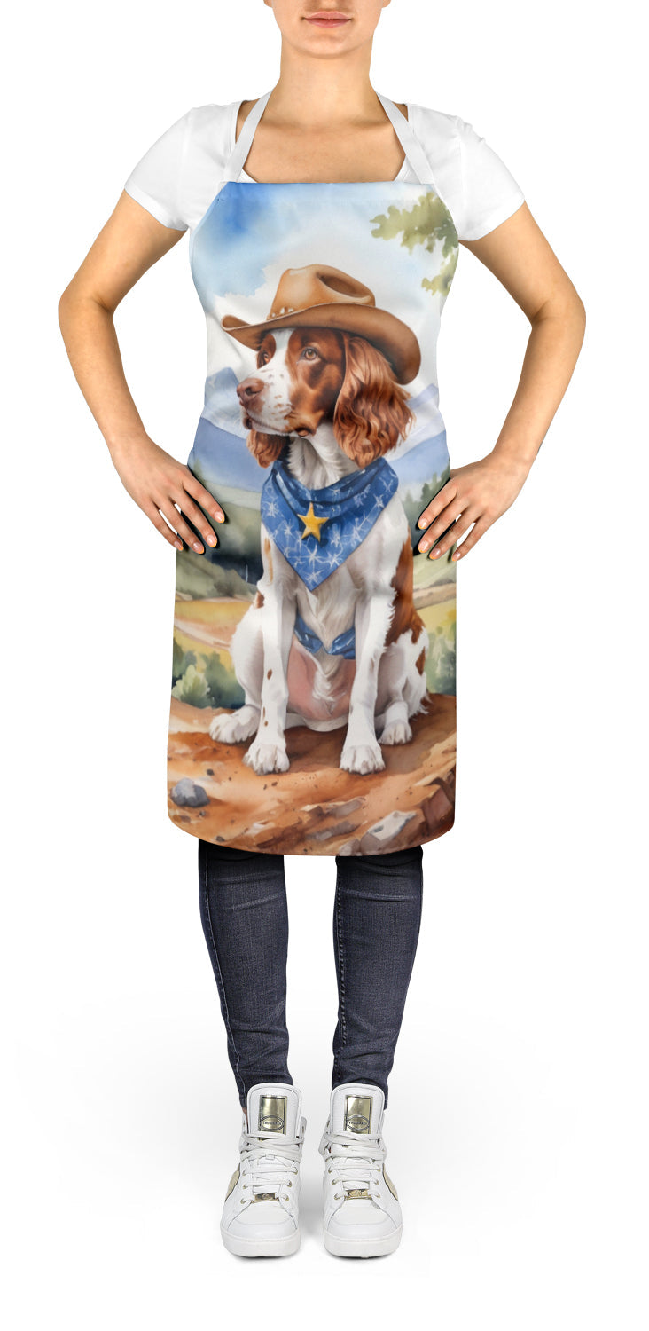 Welsh Springer Spaniel Cowboy Welcome Apron Cooking Kitchen Server Baking Crafts Gardening for Adult Women Men, Unisex, Large, Multicolor
