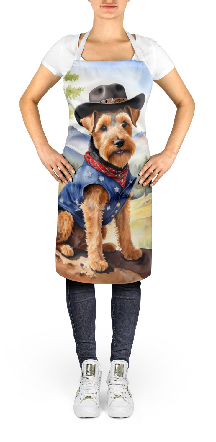Welsh Terrier Cowboy Welcome Apron Cooking Kitchen Server Baking Crafts Gardening for Adult Women Men, Unisex, Large, Multicolor