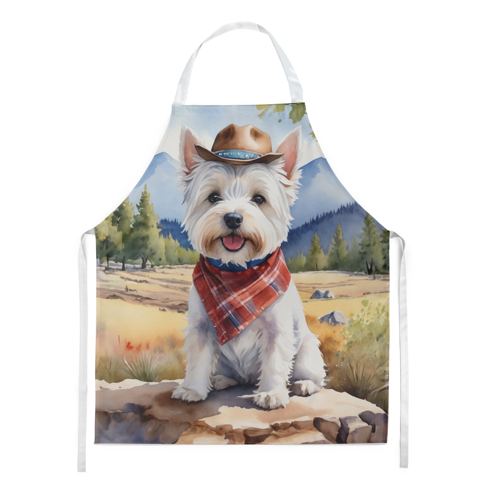 Westie Cowboy Welcome Apron Cooking Kitchen Server Baking Crafts Gardening for Adult Women Men, Unisex, Large, Multicolor