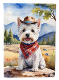 Westie Cowboy Welcome House Flag 28x40 Porch Sleeve Pole Decorative Outside Yard Banner Artwork Wall Hanging, Polyester