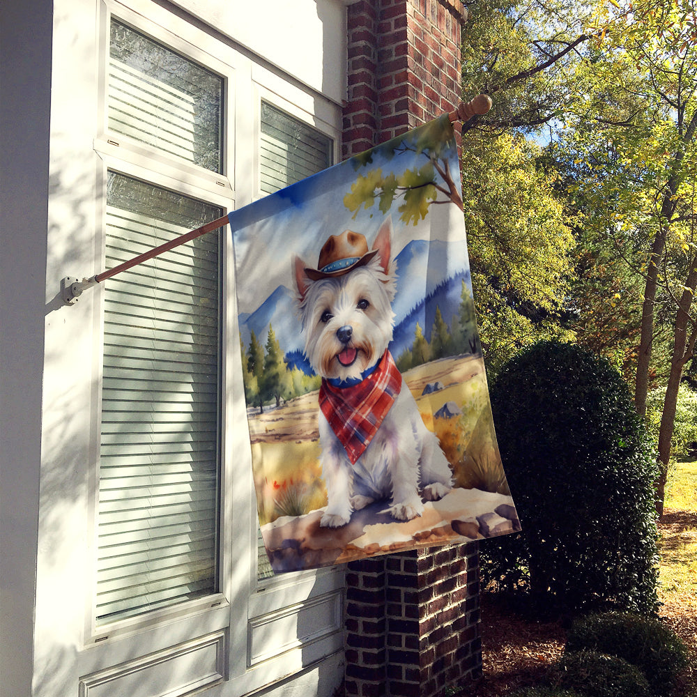 Westie Cowboy Welcome House Flag 28x40 Porch Sleeve Pole Decorative Outside Yard Banner Artwork Wall Hanging, Polyester