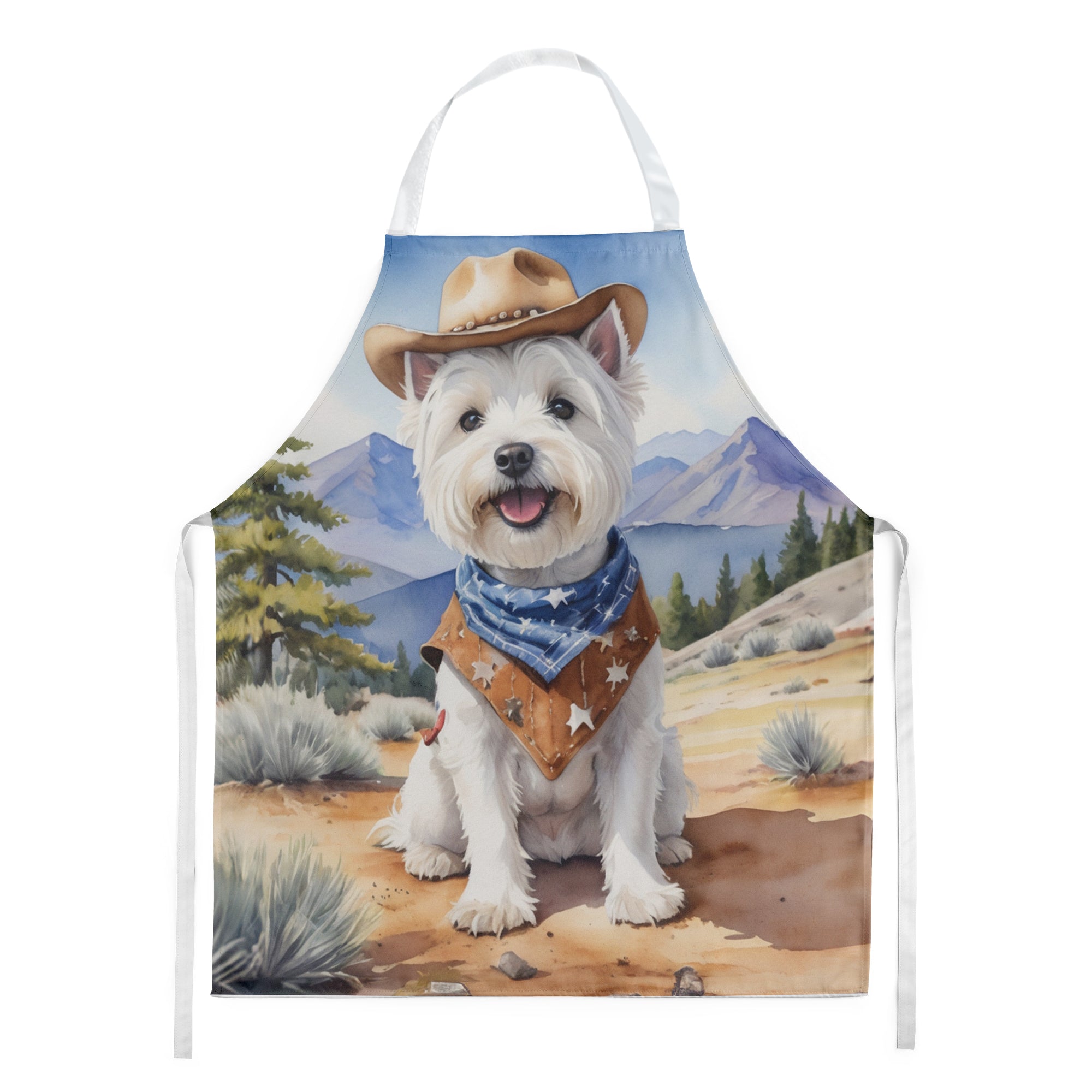 Westie Cowboy Welcome Apron Cooking Kitchen Server Baking Crafts Gardening for Adult Women Men, Unisex, Large, Multicolor