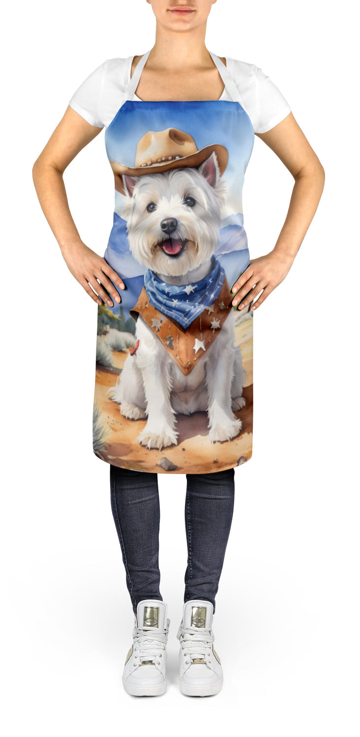 Westie Cowboy Welcome Apron Cooking Kitchen Server Baking Crafts Gardening for Adult Women Men, Unisex, Large, Multicolor