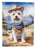 Westie Cowboy Welcome House Flag 28x40 Porch Sleeve Pole Decorative Outside Yard Banner Artwork Wall Hanging, Polyester