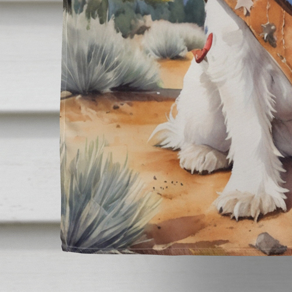 Westie Cowboy Welcome House Flag 28x40 Porch Sleeve Pole Decorative Outside Yard Banner Artwork Wall Hanging, Polyester