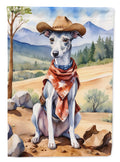 Whippet Cowboy Welcome House Flag 28x40 Porch Sleeve Pole Decorative Outside Yard Banner Artwork Wall Hanging, Polyester