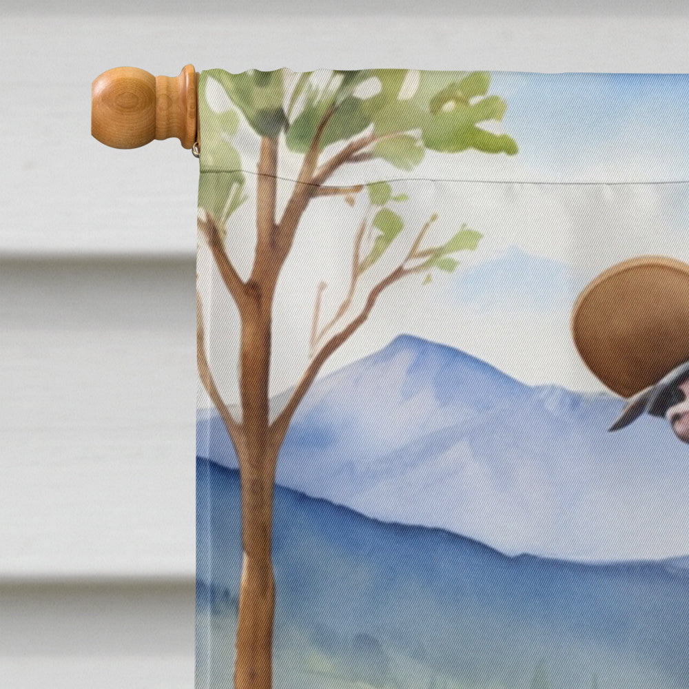 Whippet Cowboy Welcome House Flag 28x40 Porch Sleeve Pole Decorative Outside Yard Banner Artwork Wall Hanging, Polyester