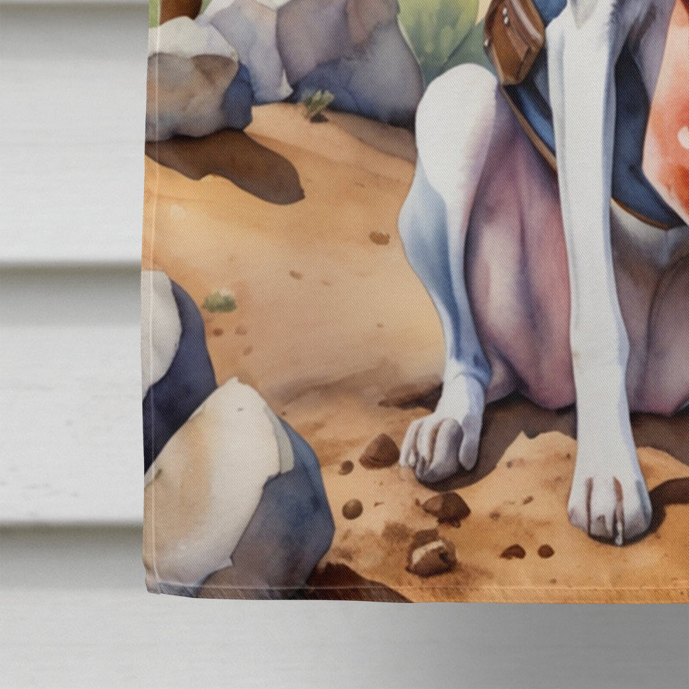 Whippet Cowboy Welcome House Flag 28x40 Porch Sleeve Pole Decorative Outside Yard Banner Artwork Wall Hanging, Polyester