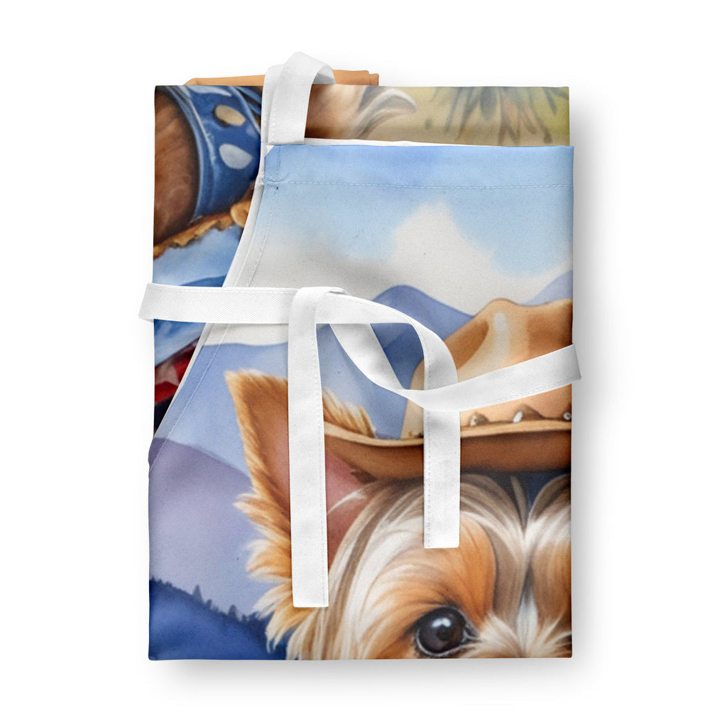 Yorkshire Terrier Yorkie Cowboy Welcome Apron Cooking Kitchen Server Baking Crafts Gardening for Adult Women Men, Unisex, Large, Multicolor