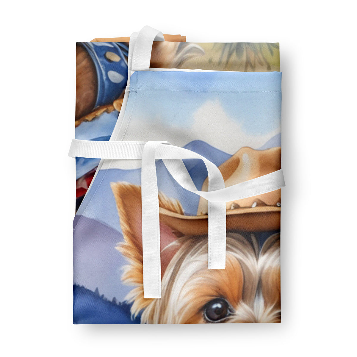 Yorkshire Terrier Yorkie Cowboy Welcome Apron Cooking Kitchen Server Baking Crafts Gardening for Adult Women Men, Unisex, Large, Multicolor