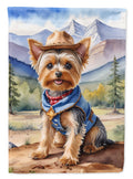 Yorkshire Terrier Yorkie Cowboy Welcome House Flag 28x40 Porch Sleeve Pole Decorative Outside Yard Banner Artwork Wall Hanging, Polyester