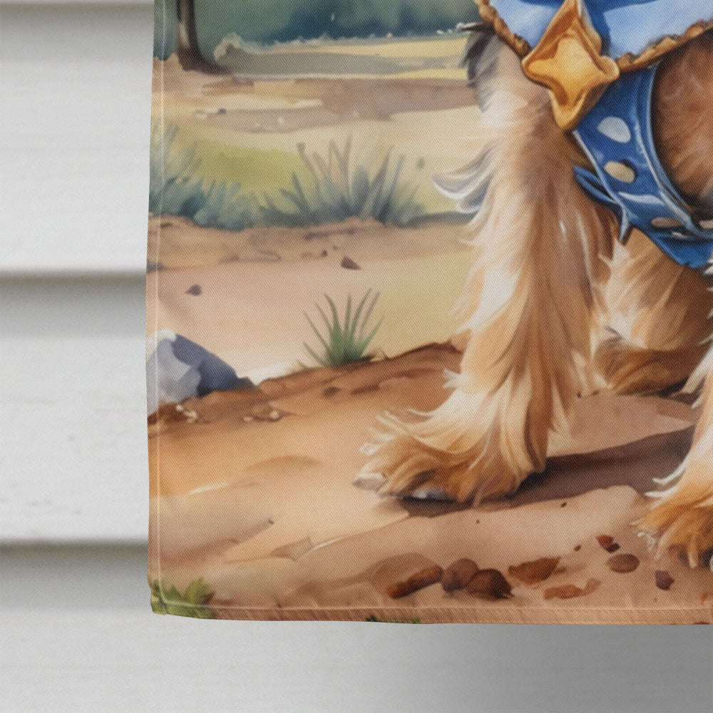 Yorkshire Terrier Yorkie Cowboy Welcome House Flag 28x40 Porch Sleeve Pole Decorative Outside Yard Banner Artwork Wall Hanging, Polyester