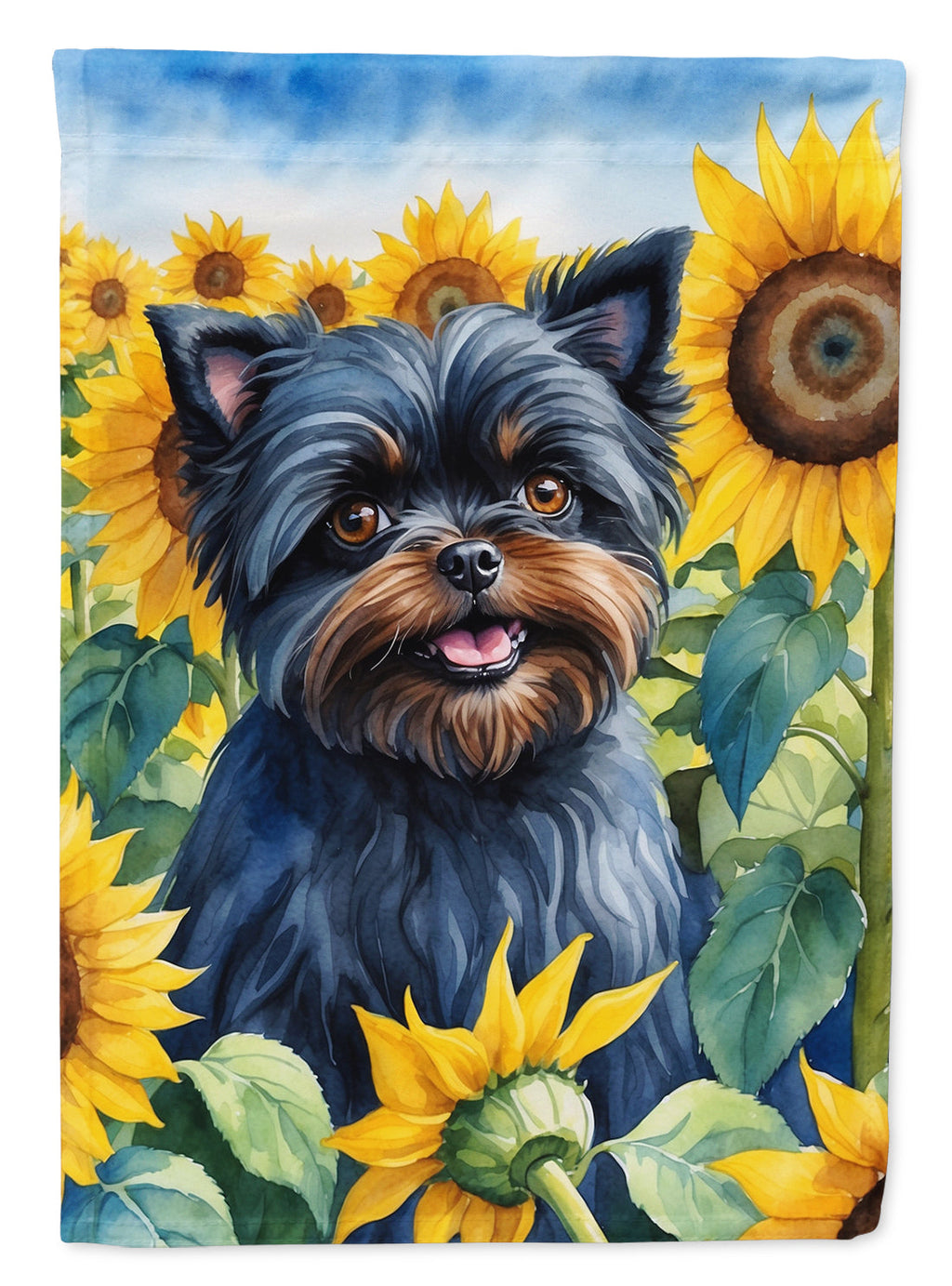 Affenpinscher in Sunflowers House Flag 28x40 Porch Sleeve Pole Decorative Outside Yard Banner Artwork Wall Hanging, Polyester