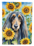 Afghan Hound in Sunflowers House Flag 28x40 Porch Sleeve Pole Decorative Outside Yard Banner Artwork Wall Hanging, Polyester