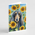 Afghan Hound in Sunflowers Greeting Cards Pack of 8 Blank Cards with Envelopes Whimsical A7 Size 5x7