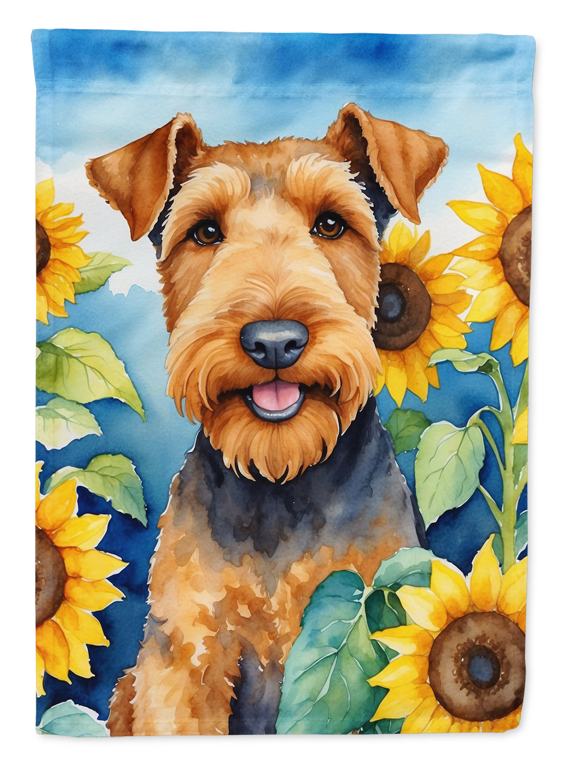 Airedale Terrier in Sunflowers House Flag 28x40 Porch Sleeve Pole Decorative Outside Yard Banner Artwork Wall Hanging, Polyester