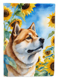 Akita in Sunflowers House Flag 28x40 Porch Sleeve Pole Decorative Outside Yard Banner Artwork Wall Hanging, Polyester