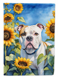 American Bulldog in Sunflowers House Flag 28x40 Porch Sleeve Pole Decorative Outside Yard Banner Artwork Wall Hanging, Polyester