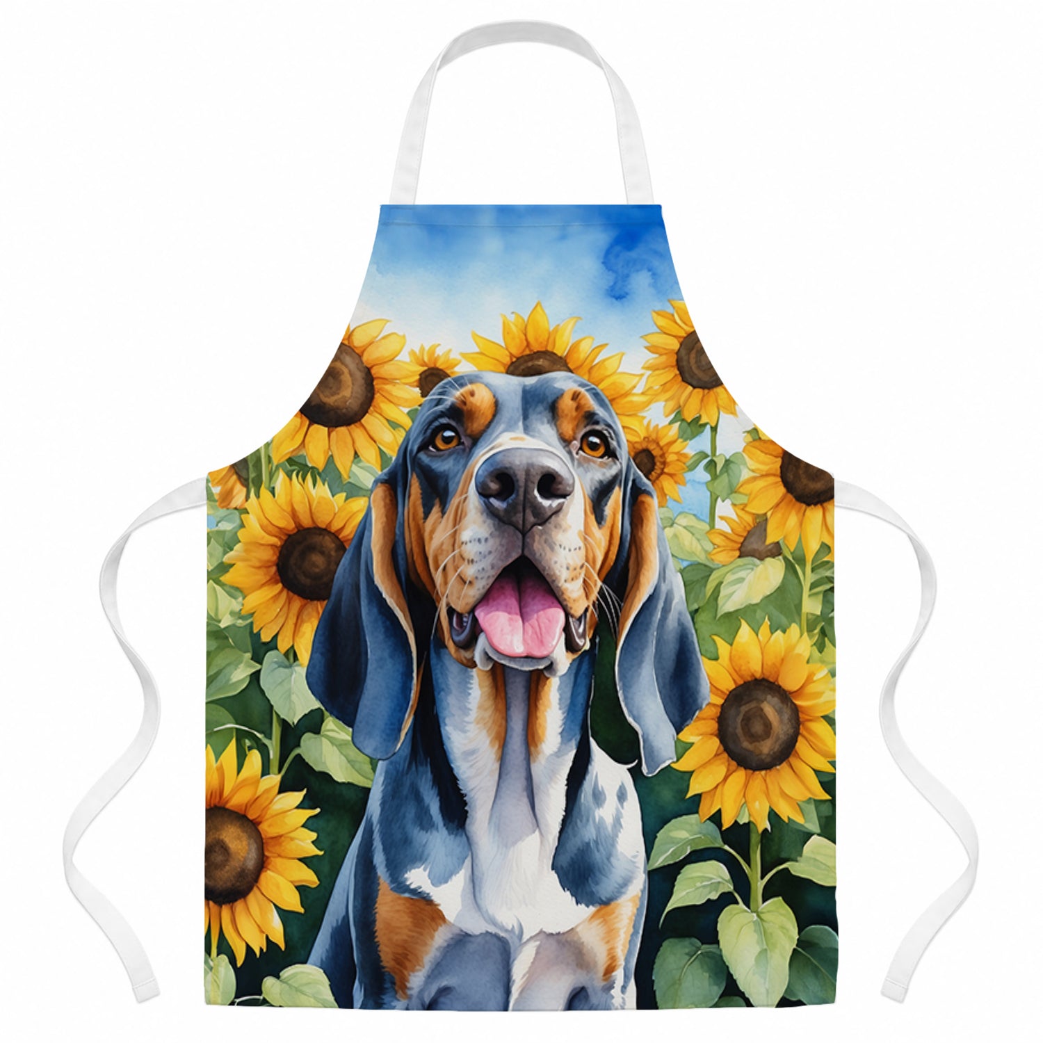 American English Coonhound in Sunflowers Apron Cooking Kitchen Server Baking Crafts Gardening for Adult Women Men, Unisex, Large, Multicolor