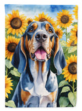 American English Coonhound in Sunflowers House Flag 28x40 Porch Sleeve Pole Decorative Outside Yard Banner Artwork Wall Hanging, Polyester