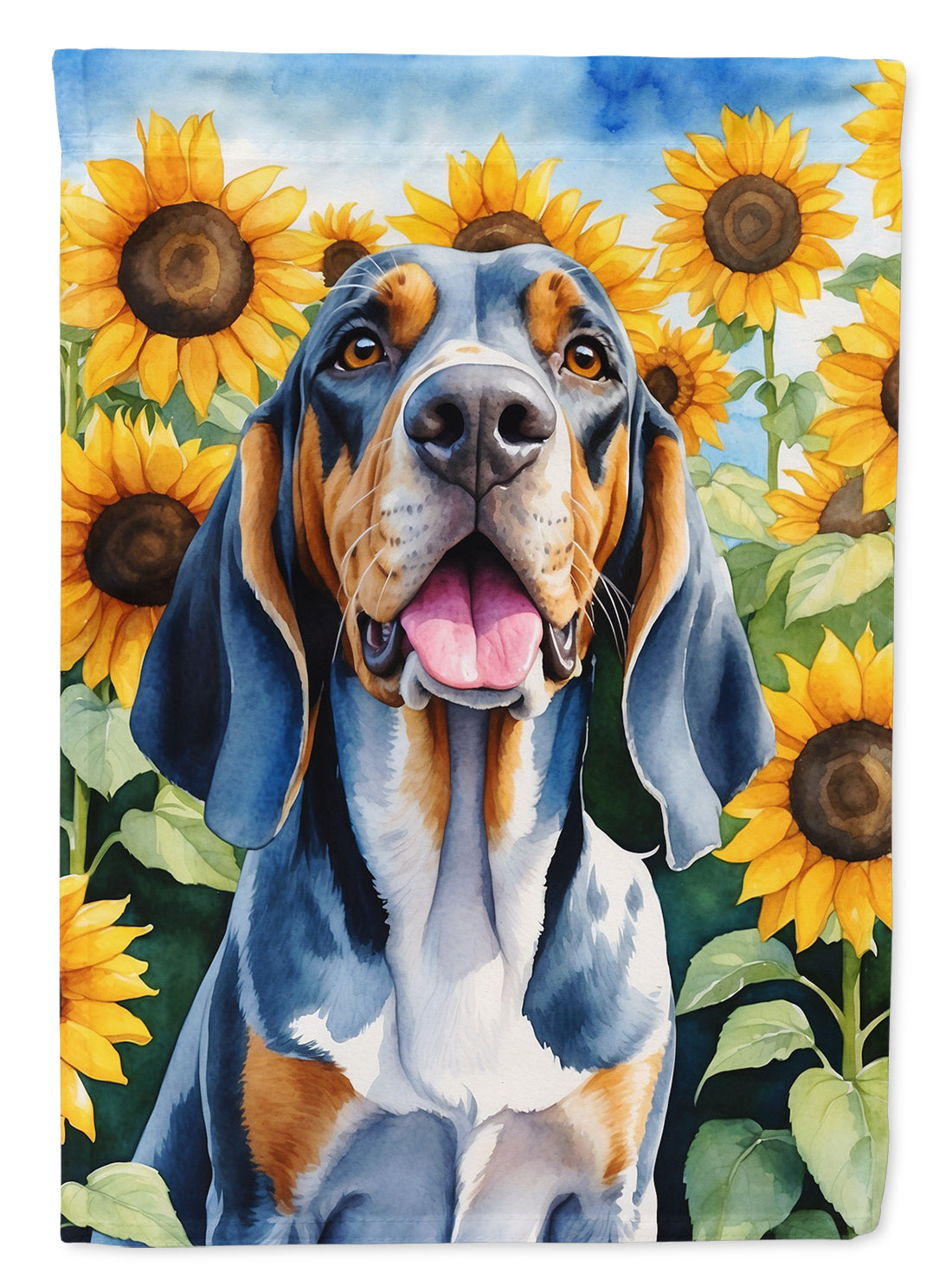 American English Coonhound in Sunflowers House Flag 28x40 Porch Sleeve Pole Decorative Outside Yard Banner Artwork Wall Hanging, Polyester