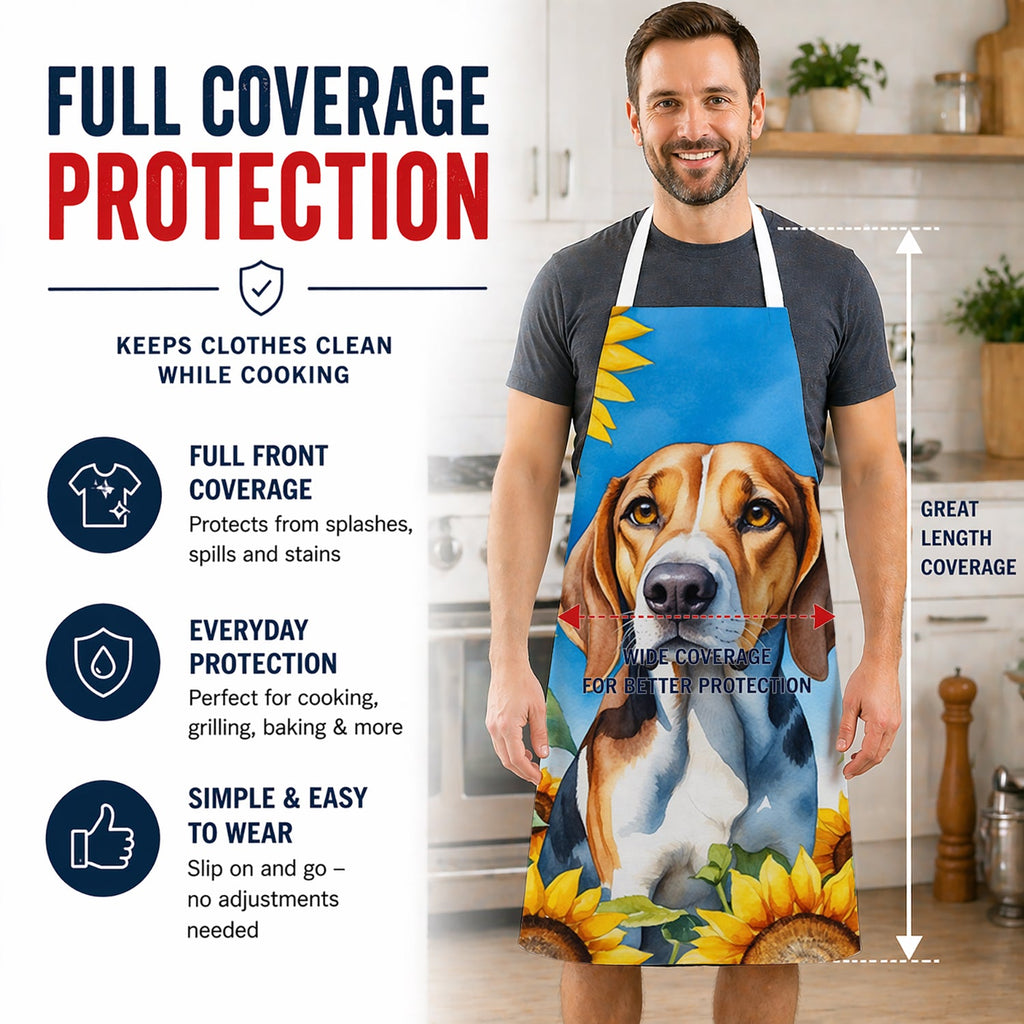 American Foxhound in Sunflowers Apron Cooking Kitchen Server Baking Crafts Gardening for Adult Women Men, Unisex, Large, Multicolor