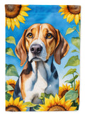 American Foxhound in Sunflowers House Flag 28x40 Porch Sleeve Pole Decorative Outside Yard Banner Artwork Wall Hanging, Polyester