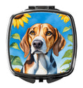 American Foxhound in Sunflowers Compact Mirror Decorative Travel Makeup Mirror for Women Girls Gifts Pocket Makeup Mirror Folding Handheld