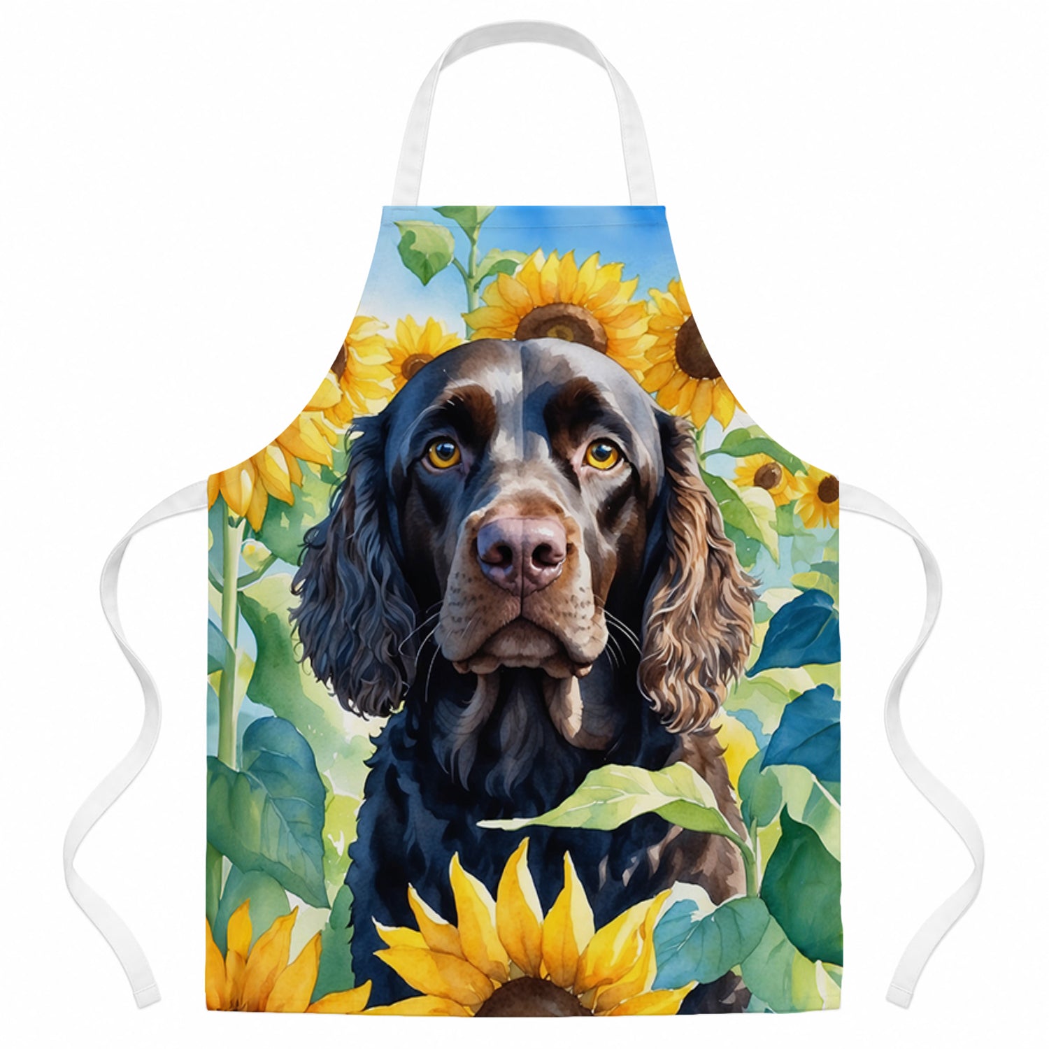 American Water Spaniel in Sunflowers Apron Cooking Kitchen Server Baking Crafts Gardening for Adult Women Men, Unisex, Large, Multicolor