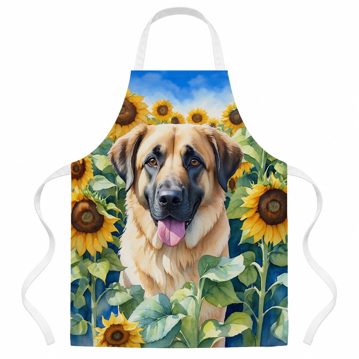 Anatolian Shepherd in Sunflowers Apron Cooking Kitchen Server Baking Crafts Gardening for Adult Women Men, Unisex, Large, Multicolor