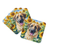 Anatolian Shepherd in Sunflowers Foam Coasters Set of 4 Cup Coasters for Indoor Outdoor, Tabletop Protection, Anti Slip, Mouse pad Material