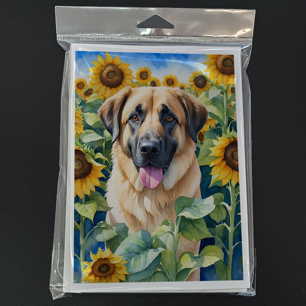 Anatolian Shepherd in Sunflowers Greeting Cards Pack of 8 Blank Cards with Envelopes Whimsical A7 Size 5x7