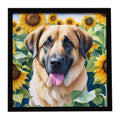 Anatolian Shepherd in Sunflowers Framed Metal Print Bathroom, Kitchen, Office, Home Decor Wall Art Ready to Hang, Square, 8X8
