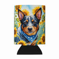 Australian Cattle Dog in Sunflowers Can or Bottle Hugger Cooler Sleeve for Standard 12 oz Cans, Insulated Foam Beer & Soda Can Hugger Reusable