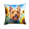 Australian Terrier in Sunflowers Decorative Throw Pillow 18x18 Indoor Outdoor Accent Cushion, Fabric Cover with Insert for Sofa, Bed, Porch & Living Room