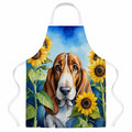 Basset Hound in Sunflowers Apron Cooking Kitchen Server Baking Crafts Gardening for Adult Women Men, Unisex, Large, Multicolor