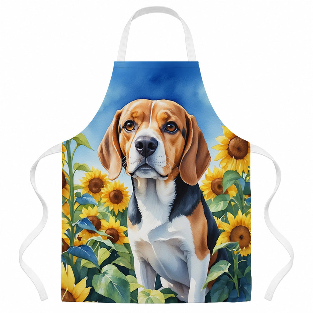Beagle in Sunflowers Apron Cooking Kitchen Server Baking Crafts Gardening for Adult Women Men, Unisex, Large, Multicolor