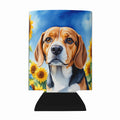 Beagle in Sunflowers Can or Bottle Hugger Cooler Sleeve for Standard 12 oz Cans, Insulated Foam Beer & Soda Can Hugger Reusable
