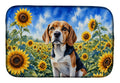 Beagle in Sunflowers Dish Drying Mat Absorbent Dish Drying Mat Pad for Kitchen Counter Dish Drainer Mat for Countertop, 14 x 21", Multicolor
