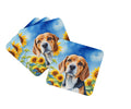 Beagle in Sunflowers Foam Coasters Set of 4 Cup Coasters for Indoor Outdoor, Tabletop Protection, Anti Slip, Mouse pad Material